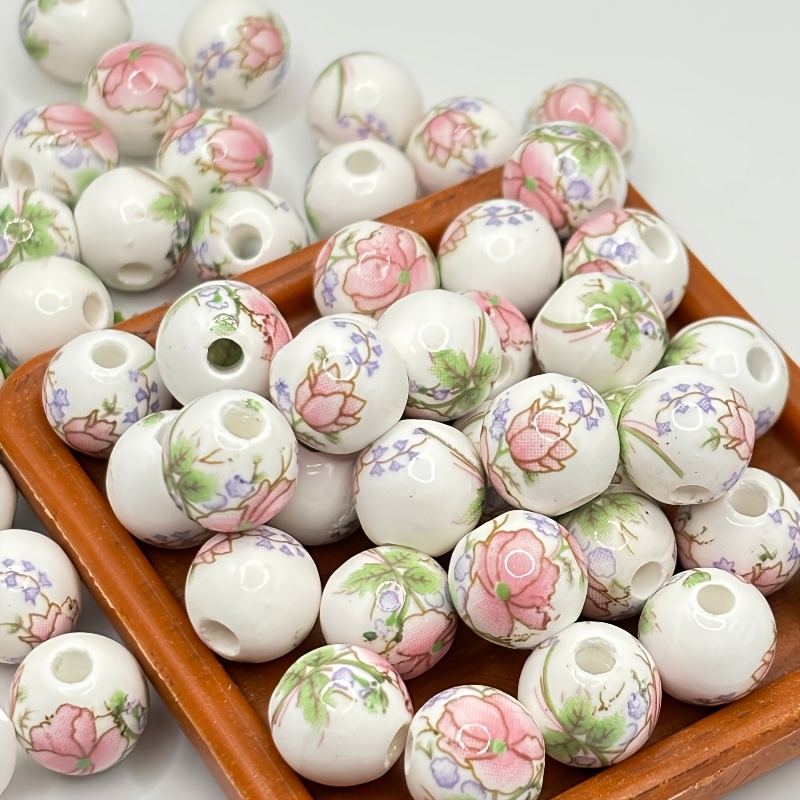 26pcs Colorful Floral Ceramic Beads for Jewellery Making